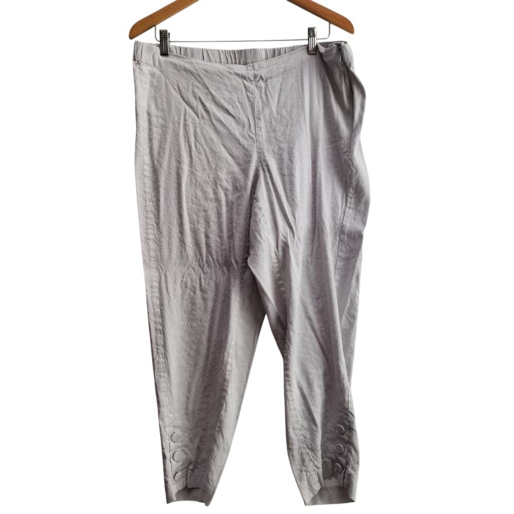 J Jill Linen Blend Stretch Ankle Pants XL Light Gray Pull on Elastic Waist
